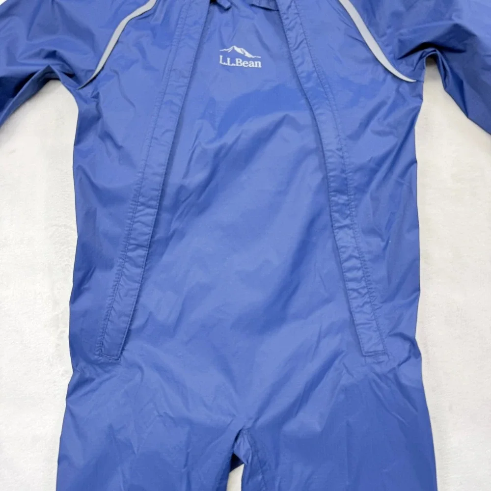 LL Bean Discovery Rain Suit Blue Hooded One Piece Nylon Kids 12-18M